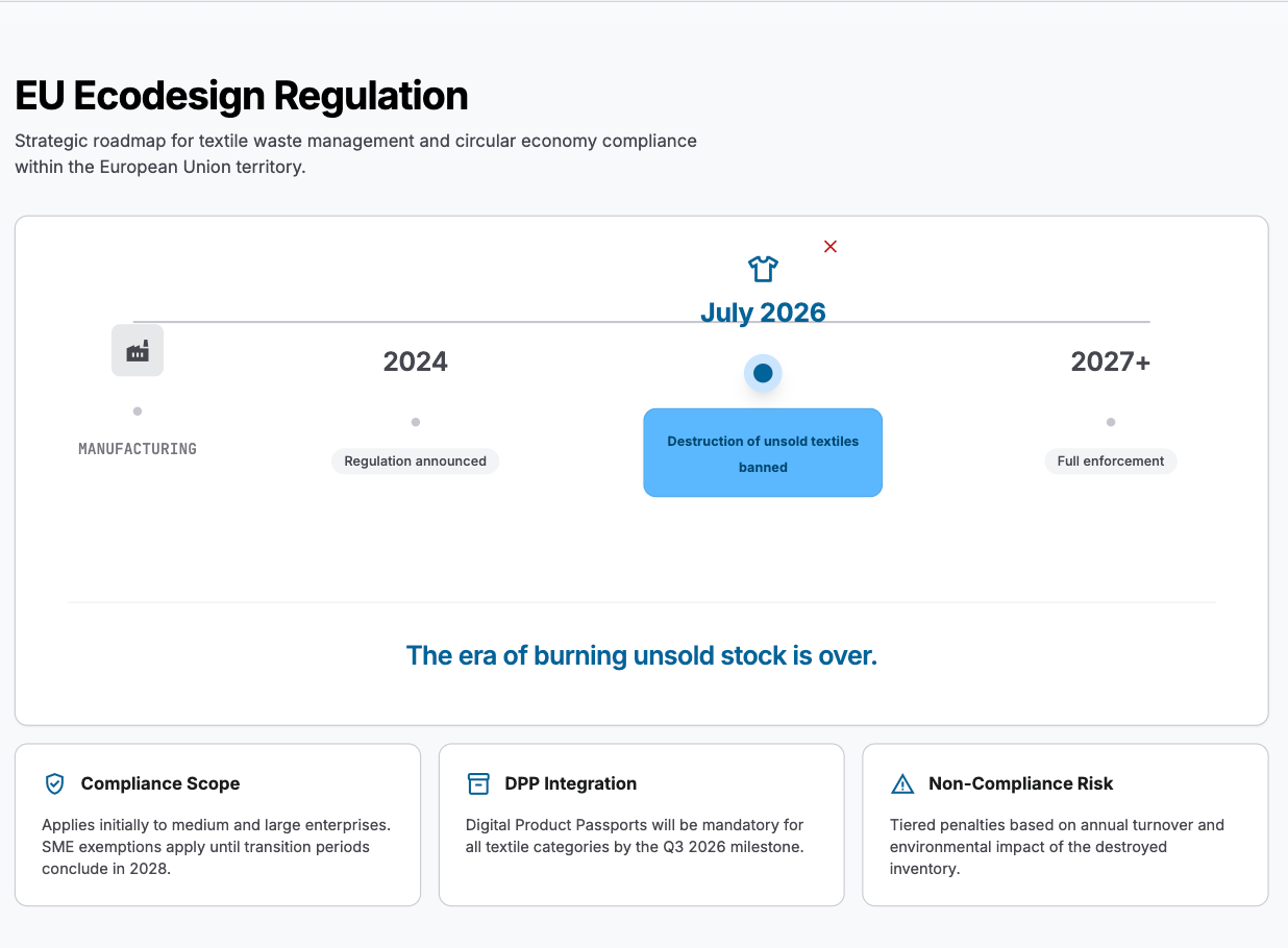 The EU banned destruction of unsold textiles effective July 2026